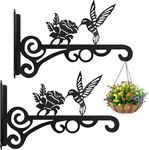 RANRTI 2-Pack 10 Inch Aesthetic Plant Hangers Outdoor – Metal Hanging Plant Bracket with Beautiful Hummingbird Pattern – Heavy Duty Plant Hooks for Hanging Plants, Bird Feeder, Wind Chime, Lantern