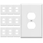 ENERLITES Duplex Receptacle Outlet Wall Plate, Over-Size 1-Gang 5.5" x 3.5", Polycarbonate Thermoplastic, 8821O-W-10PCS, White (10 Pack), 10