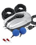 AquaMiracle All-in-One Koi Pond Aerator for Outdoor Ponds up to 1000 Gallons, Pond Air Pump Pond Aeration System with Double Outlet Airline Tubing Air Stones Check Valves