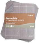 Vove | Premium Swedish Dishcloth | Natural & Plastic Free | 5 Cloths | Scandinavian Design | Long Lasting | For Washing and Cleaning | Super Absorbent | Cellulose & cotton |