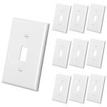 BESTTEN 10 Pack 1-Gang Toggle Wall Plate, Unbreakable Polycarbonate Singe Light Switch Cover, cUL Listed Standard Size Faceplate, White