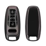kwmobile Key Cover Compatible with Audi A6 A7 A8 Q7 Q8 3 Button Car Key Keyless Go - Soft TPU Car Key Fob Protector Case - Black Matte/Black