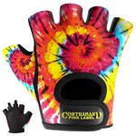 Contraband Pink Label 5347 Womens Design Series Spiral Swirl Tie Dye Print Lifting & Rowing Gloves (Pair) - Lightweight Vegan Medium Padded Amara Leather w/Grip-Lock Silicone Palm (Medium, Rainbow)