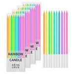 BEAN LIEVE 40-Count Rainbow Birthday Candles - Colorful Birthday Candle Long Thin Cake Candles Cupcake Candles for Birthday, Wedding & Lucky Party Cake Decorations