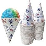 200 Snow Cone Cups | 6 OZ 180 ML | Disposable Paper Funnel Wax Coated Shaved Ice Cups for Slush, Snow Cones and SNO-Kone.