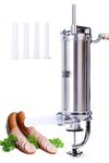 Sausage Stuffer with 4 Interchangeable Tubes, Stainless Steel Construction (5LBS VERTICAL)