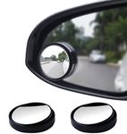 2 Pieces Blind Spot Mirrors, BetterJonny 2" Round HD Glass Convex Rear View Mirror 360° Rotate Wide Angle Rear View Mirror Adjustable Automotive Stick-on Side Mirrors for Universal Cars Black