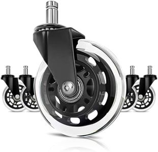 Office Chair Wheels (5pcs), Necomi Office 3 Inch Replacement Chair Wheels 11x22mm Replacement Desk Chair Wheels for Hard Floor Casters 5 Piece Heavy Duty Wheel Replacement Set