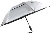 SunTek 46" UV Protection Silver Coated Vented Canopy Umbrella with Auto Open Telescopic Fiberglass Shaft. Folding Portable Sun Tech