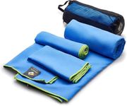 OlimpiaFit Quick Dry Towel - 3 Size Pack of Lightweight Microfiber Travel Towels w/Bag - Fast Drying Towel Set for Camping, Beach, Gym, Backpacking, Sports, Yoga & Swim Use﻿