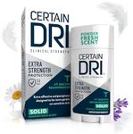 Certain Dri Extra Strength Clinical Solid Antiperspirant, Hyperhidrosis Treatment for Men & Women, Long-Lasting 72hr Protection, Effective Sweat Control, Travel Friendly, Powder Fresh Scent, 1.7oz