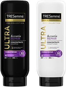 TRESemmé Ultra Keratin Repair Concentrate Shampoo And Conditioner For Damaged Hair Visible Repair in 30 Seconds, Fast-Lather And Fast-Detangle Technology, 2X More Washes Combo Pack, Black