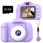 Dylanto Upgrade Kids Selfie Camera, Christmas Birthday Gifts for Girls Age 3-9, HD Digital Video Cameras for Toddler, Portable Toy for 3 4 5 6 7 8 Year Old Girl with 32GB SD Card (Purple