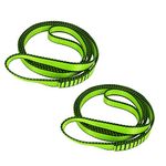 FOSER 18mm Nylon Climbing Sling Runner, 23KN Nylon Rope,Apply to Rock Climbing, Mountaineering, Hiking, Downhill, Emergency Equipment, etc (Green(2pcs), 60cm/24in)