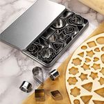 KARBAG 30Pcs Metal Cookie Cutters Set, 10 Shapes Small Biscuit Cutters with Box Geometric Biscuit Cutter Stainless Steel Fondant DIY Baking Pastry Cutters for Christmas Biscuit Pastry Baking(3 Sizes)