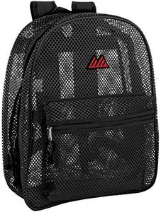 Summit Ridge Colorful Transparent Mesh Backpacks with Padded Straps for Kids, Adults, School, Beach, and Travel, Black, Large, Classic