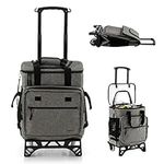 SPOTRAVEL 40L Rolling Cooler, 50-Can Cooler Bag with Wheels and Handle, 3-in-1 Leakproof Cooler Trolley for Outdoor Camping, Picnic & Beach (Gray)