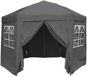 AIRWAVE 3.5M Hexagonal Pop Up Gazebo with 6 Side Panels, Water Resistant Canopy, Free Carry Bag Included - Grey