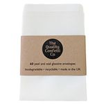 The Quality Confetti 60 Peel and Seal Glassine Paper Envelopes 89mm x 117mm Semi Transparent - Perfect for Confetti Bags - Biodegradable and Recyclable, Off White