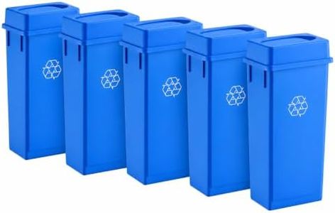 23 Gallon Slim Jim Rectangular Blue Recycling Bin with Swing Lid | 5 PACK