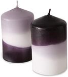 2 Piece Black Grey White Gradient Pillar Candles, 2 Boxed Units, Hand Dipped, Dripless, 26 Hours Burn Time Each, Paraffin Wax, 3.5 Inches