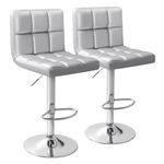 Homall Bar Stools Modern PU Leather Adjustable Swivel Barstools, Armless Hydraulic Kitchen Counter Bar Stool Extra Height Square Island Barstool with Back Set of 2 (Leather, Silver)