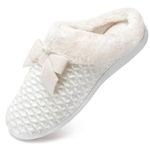 Slippers Women Bow Tie Slippers Ladies Memory Foam Slippers Winter Warm Home Slippers(White,3/4 UK)