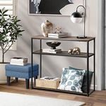 Oikiture Console Table with 3-Tier Shelf 90cm Hallway Table for Entryway