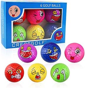 MYKUJA Funny Golf Balls for Course Play, Practice Golf Balls Colored, Golf Funny Gifts, 6 Types Expression Colored Golf Balls 6 Pcs for Kids,Golfers