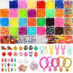 CICIGETI 2500PCS Colorful Loom Bands Set, 32 Colors Loom Rubber Band Kit, DIY Loom Bands Starter Kit for Refill, Bracelet Making Kit with Charms & Beads for Girls