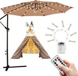 Parasol Lights Patio Umbrella Lights with 104 LED String Lights with Remote Control 8 Mode Waterproof Garden Lights for Party Halloween Battery Operated Patio Control Batteries Lamps Deck