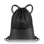 flintronic Drawstring Gym Bags, Waterproof Swimming Bag Sport Gym Sack, Large PE Bag Swim String Backpack with Zipper for School Sports Beach Holiday Travel - Kids & Adults