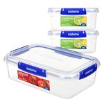 Sistema KLIP IT PLUS Leakproof Food Storage Containers | 2 x 1L & 2.2 L | Airtight, Stackable & Nestable Meal Prep Containers with Lids | School Lunch Boxes | BPA-Free | 3 Count