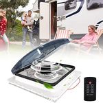 Rouwthio 12V RV Roof Vent Fan w/ 3 Speed Intake & Exhaust Automatic Level Permanent Reversible Motorhome Fan with Electric Crank Lift & Smoke Lid (Includes Screws & Garnish)
