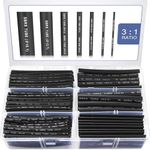 Heat Shrink Tubing Kit - Sopoby 3:1 Ratio Adhesive Lined, Marine Grade Automotive Industrial Shrink Wrap - Black 360 PCS