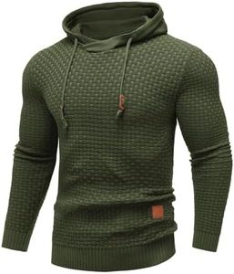 COOFANDY Mens Knit Hoodie Pullover Sweater Long Sleeve Hipster Casual Hoodies Sweater, Army Green, Large