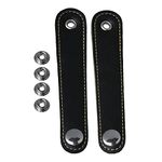 Mxfans 2pcs Black PU Leather Adjustable Accordion Bellow Straps with Buckles 10cm