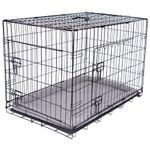 Pretty Pooch Dog Crate Puppy Cat Pet Training Cage XXL Carrier Metal Folding with Tray Double Door and Bed (XXL - 48 Inch)