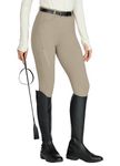 Willit Women's Riding Pants Full Seat Silicone Breeches Equestrian Horseback Riding Tights with Zipped Pocket Khaki L