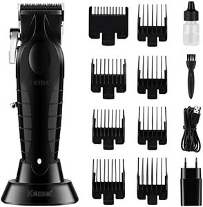 KEMEI Tagliacapelli nero per gli uomini, lama regolabile senza fili Clipper professionale Barbiere Clipper, USB Ricaricabile Wireless Haircut Clippers km-2296