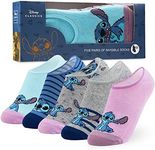 Disney Socks Girls No Show Socks 5 Pack Invisible Low Cut Socks, Disney Gifts, Grey/Blue, One Size