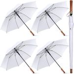 Weewooday 4 Pack Large White Umbrella Wedding/Golf Umbrella Windproof and rainproof Automatic Umbrella Bride bridegroom Party Fashion Photographer Parasol Umbrella (Wood Handle)