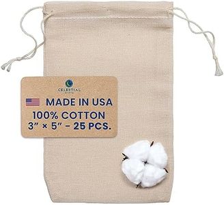 Celestial Gifts Muslin Bags - Drawstring Bags Small 25pcs - 3x5, Reusable Tea Bags, Jewelry Gift, Spice and Cotton Gift Sachet Bags - 100% Cotton - Made in USA - (Natural Hem & Drawstring)