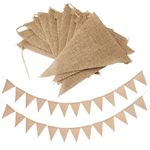 2 Pack 13PCS Burlap Flag Banner Hessian Bunting Hessian Fabric Fabric Bunting Decorations Mini Bunting Rustic Wedding Decorations Bunting for Nursery Party Banner DIY Decoration Sign Hanging