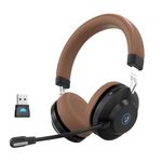 Wireless Headset, Bluetooth Headset with Microphone, AI Noise Canceling Mic & USB Dongle, 45Hrs Talktime Wireless Headphones with Mic Mute for Office/PC/Laptop/Call Center/Meeting/Teams