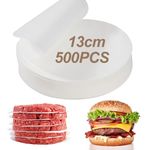 500 Pcs 13cm Round Burger Paper Sheets, 5.1in Non Stick Wax Discs Paper Precut Parchment Paper, Food-Grade Hamburger Patty Papers for Meat Beef Cookies Cake Baking