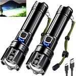 AKNEAR Rechargeable LED Flashlight 990000 High Lumens, Super Bright Flashlights with Zoomable & USB C Rechargeable & 5 Light Mode & IPX-7 Waterproof, Powerful Flash Light (2, Standard Display)
