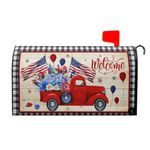 4th of July Mailbox Cover Magnetic Large Size 25x21 Inch American Flag Patriotic Truck Mailbox Cover Independence Day Decorative Mailbox Wraps Post Letter Box Cover for Home Garden Yard