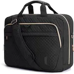 BAGSMART 17.3 Inch Laptop Bag Expandable Briefcase for Women Large Computer Bag for Business Office Travel, Quilted Black