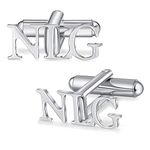 Nobelook Personalized Cufflinks Custom Engraved Name Tie Clip Stainless Steel for Men Wedding Party Business Shirt Tuxedo Gift for Dad Husband Boyfriend, Stainless Steel